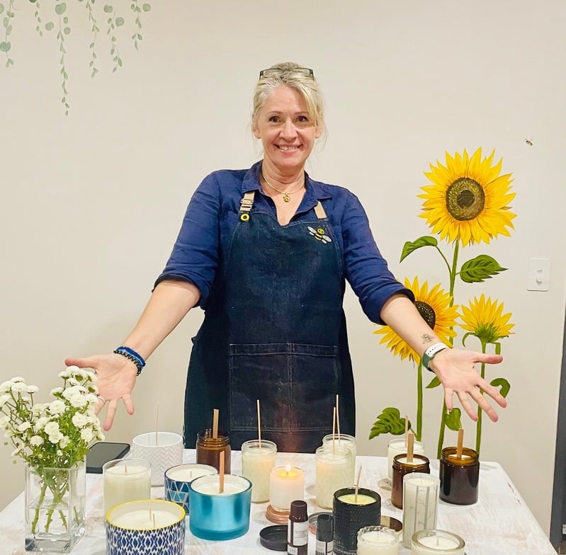 Josie in her Kingscliff candle studio